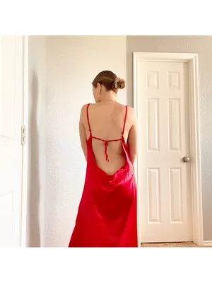 Red Satin Maxi Slip Dress with Adjustable Straps thumbnail 7