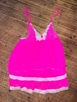 Victoria’s Secret hot pink lacy L shirt lingerie nightgown thumbnail 1