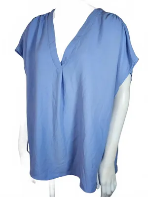 Banana Republic Women's XXL Blue V-Neck Blouse thumbnail 2