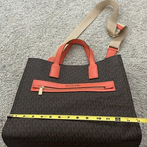 Michael Michael Kors Brown Tote with Orange Trim and Logo Print thumbnail 7