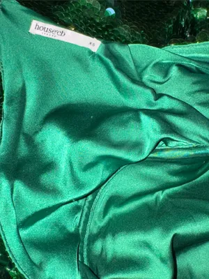 NEW HOUSE OF CB Belle Pine Green Sequin Open Back Long Sleeve Dress sz XS thumbnail 5