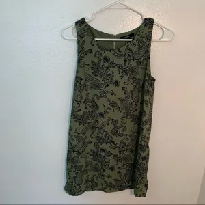 Forever 21 Womens Size XS Sleeveless Swing Dress Green Black Paisley Exposed Zip thumbnail 2