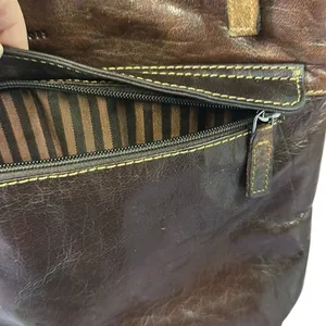 Jack Georges Brown Leather Voyager crossbody hobo bag 12.5 x 11 inch thumbnail 9