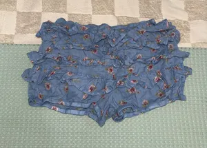 Free People Ruffle Up Bloomer Blue Floral Tiered Ruffle Shorts Mens Size M thumbnail 1