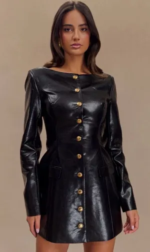 NEW MESHKI Nancy Faux Leather Mini Dress thumbnail 1