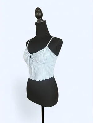 Vintage Y2K Aeropostale baby blue fairy ribbed crop tank Size: Medium 💓 thumbnail 2
