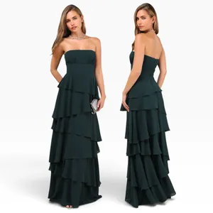 Lulus Gorgeous Essence Emerald Strapless Tiered Maxi Dress size M NWT thumbnail 2