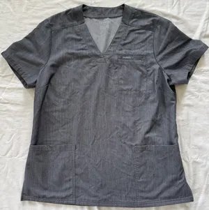 Jaanuu Women's Relaxed 3-Pocket Scrub Top Gray Large thumbnail 1