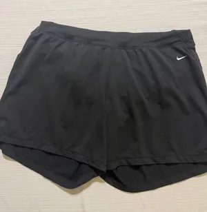 Nike Fit Dry Black Athletic Running Shorts Womens Large L Mesh Lined Swoosh thumbnail 1