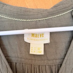 Maeve by Anthropologie‎ Olive Green Gauze Ruffle Tunic Dress Shirt Size 2 thumbnail 3