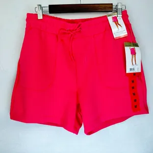 Mondetta Ladies Sz M Raspberry Sorbet Soft Scuba Ribbed Active Shorts thumbnail 1
