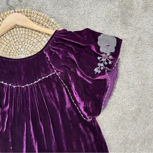 Sundance Embroidered Silk Blend Just Devine Tunic Top Purple Velvet Fairy Size M thumbnail 11