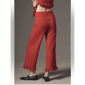 Anthropologie Maeve Colette Ruffle-Hem High-Rise Wide-Leg Full-Length Pants thumbnail 3