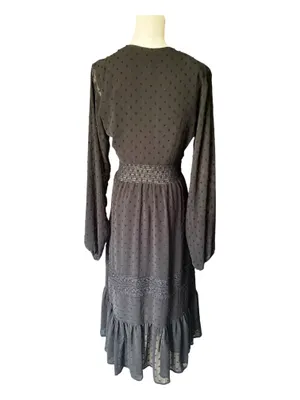 Aqua Swiss Dot Crochet Midi Dress thumbnail 4
