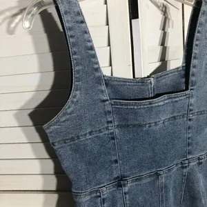 Emory Park Y2K denim jumpsuit bell-bottoms blue zip sexy fitted look groovy hippie boho M thumbnail 13