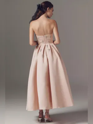 MAC DUGGAL Pink Size 8 Strapless Crystal Embellished Satin A-Line Dress Gown thumbnail 6