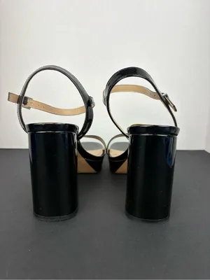 mix no. 6 Black Patent Platform Block Heel Sandals - Women thumbnail 3