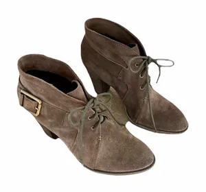 Luxury Rebel brown suede lace up heeled ankle buckle boots EU38 US 8.5 thumbnail 1