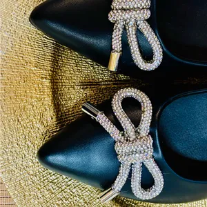 SM New York pointed toe silver bow black ballerina flats shoes thumbnail 3