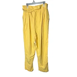Love Tree Yellow Linen Paperbag‎ Waist pants Size M thumbnail 3