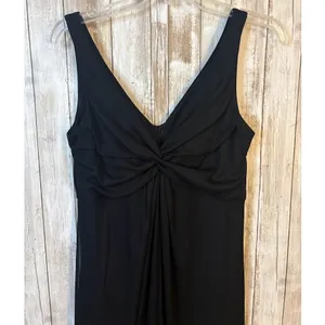 Alex Evenings Gown Women 10 Black Excellent Knot Front V-Neck Chiffon Maxi Dress thumbnail 8
