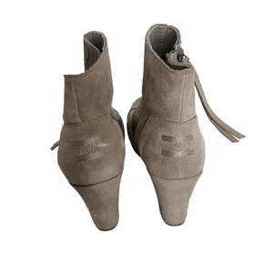 Toms taupe alligator embossed suede wedge bootie thumbnail 3