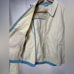 L.L. Bean Full‎ Zip Cotton Lightweight Jacket in Cream Size XL thumbnail 7
