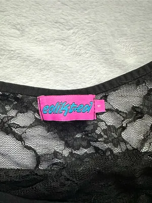 Edikted Gianna Sheer Lace Tank Top Black Size Small Floral Spaghetti Strap thumbnail 6