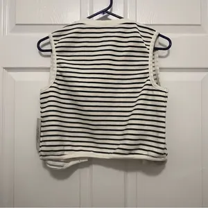 Elegant Striped Black and White Women's vest with buttons thumbnail 3