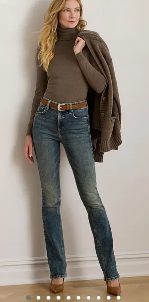 *Lauren Ralph Lauren Taupe Brown Heath Silk Blend Turtleneck Sweater #QB thumbnail 1