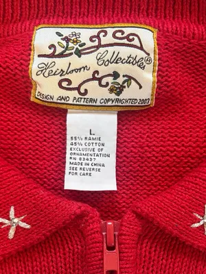 Heirloom Collectibles Embroidered Snowman Zip Up Cardigan Sweater Womens Large thumbnail 5