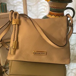 M K Stone colored pebbled leather. Excellent Condition. thumbnail 1