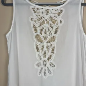 NWT ROXY Goldy Soul Mini Beach Tank Dress White‎ Sheer Coverup Medium thumbnail 5