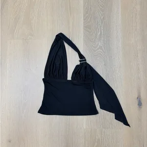 White Fox Halter Top If You Need My Love Size S Black thumbnail 3
