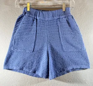 776 | Free People Beach Textured Knit High Rise Lounge Shorts Blue Womens XS‎ thumbnail 1
