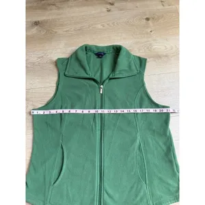 EUC Womens Lands End green fleece vest full zip outdoors hiking size L 14-16 thumbnail 5