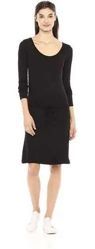 Daily Ritual Black‎ Long Sleeve Knit Drawstring Sheath Dress Size XS thumbnail 1