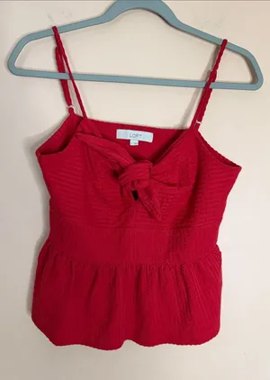 LOFT Red Tie-Front Peplum Camisole thumbnail 1