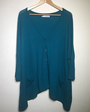 Maurice’s Plus Blue Knit Henley Top thumbnail 1