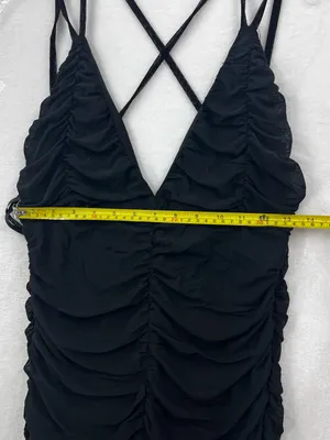 Papaya Black Ruched Spaghetti-Strap Mini Dress 0127 thumbnail 3