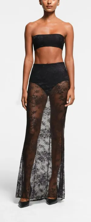 Skims ultra fine lace long women's skirt M Onyx NWT ( SOLD OUT) thumbnail 1