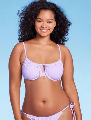 NWT Wild Fable Womens Shirred Underwire Bikini Top PID-G84E3G S Light Purple thumbnail 1