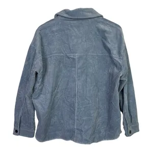 Zara Oversized Long Sleeve Corduroy Shacket Raw Hem Button Down Jacket M Blue thumbnail 13