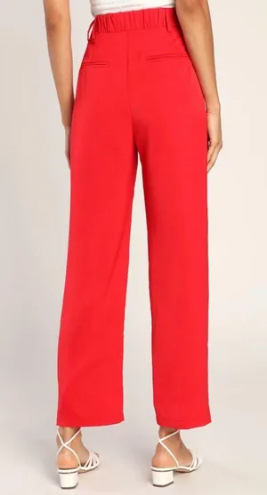 Lulus Red High-Waisted Trouser Pants thumbnail 1