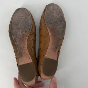 Tory‎ Burch Carlyle Woven Leather Ballet Flats Brown Bow Logo Women's 7M thumbnail 8