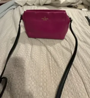 Kate Spade New York Hot Pink Leather Crossbody Bag with Floral Lining thumbnail 1