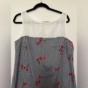 Karl Lagerfeld Paris Gingham Floral Embroidered Dress,‎ Size 14 thumbnail 2
