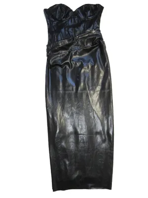 NWT House Of CB Juliana Strapless Vegan Faux Leather Dress in Black L Plus Cup thumbnail 5