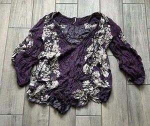 Free People Dark Purple Floral Romper thumbnail 1