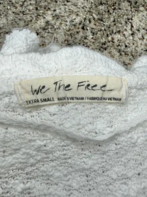 Free People We The Free Ocean Air Hacci Pullover Top Ivory Extra Small XS V-Neck thumbnail 7